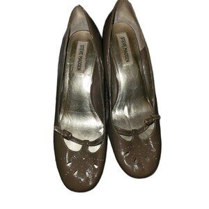 Steve Madden Wedge Shoes Women Sz‎ 7.5 Brown Leather Office Formal Workwear